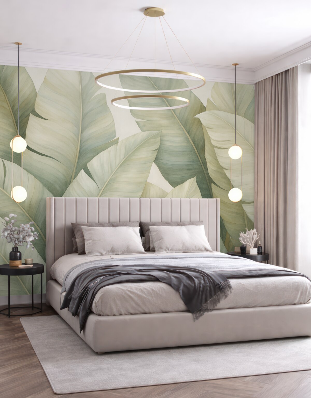 Fototapeta Liście bananowca w delikatnym odcieniu.