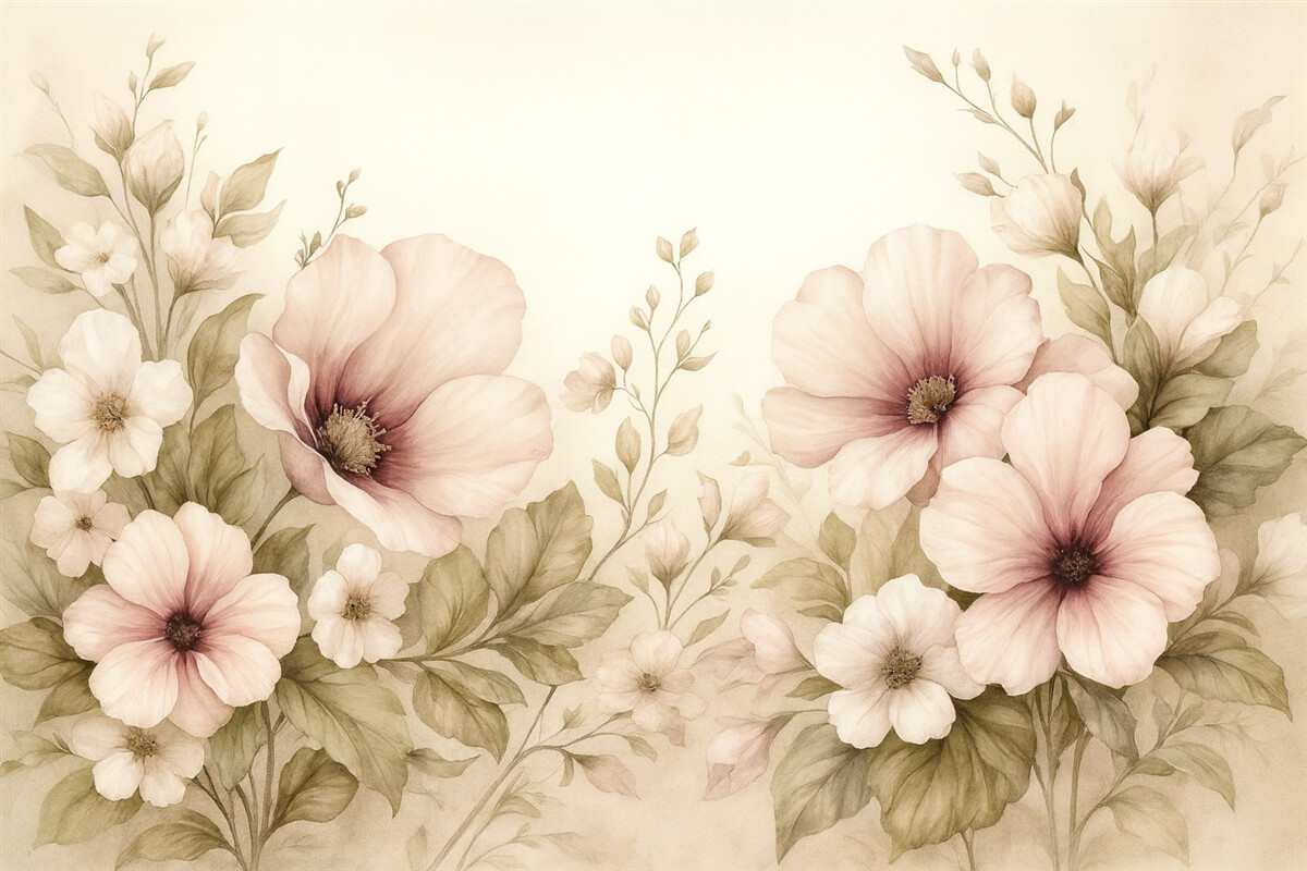 Fototapeta wielkie pastelowe kwiaty w subtelnych fragmentach