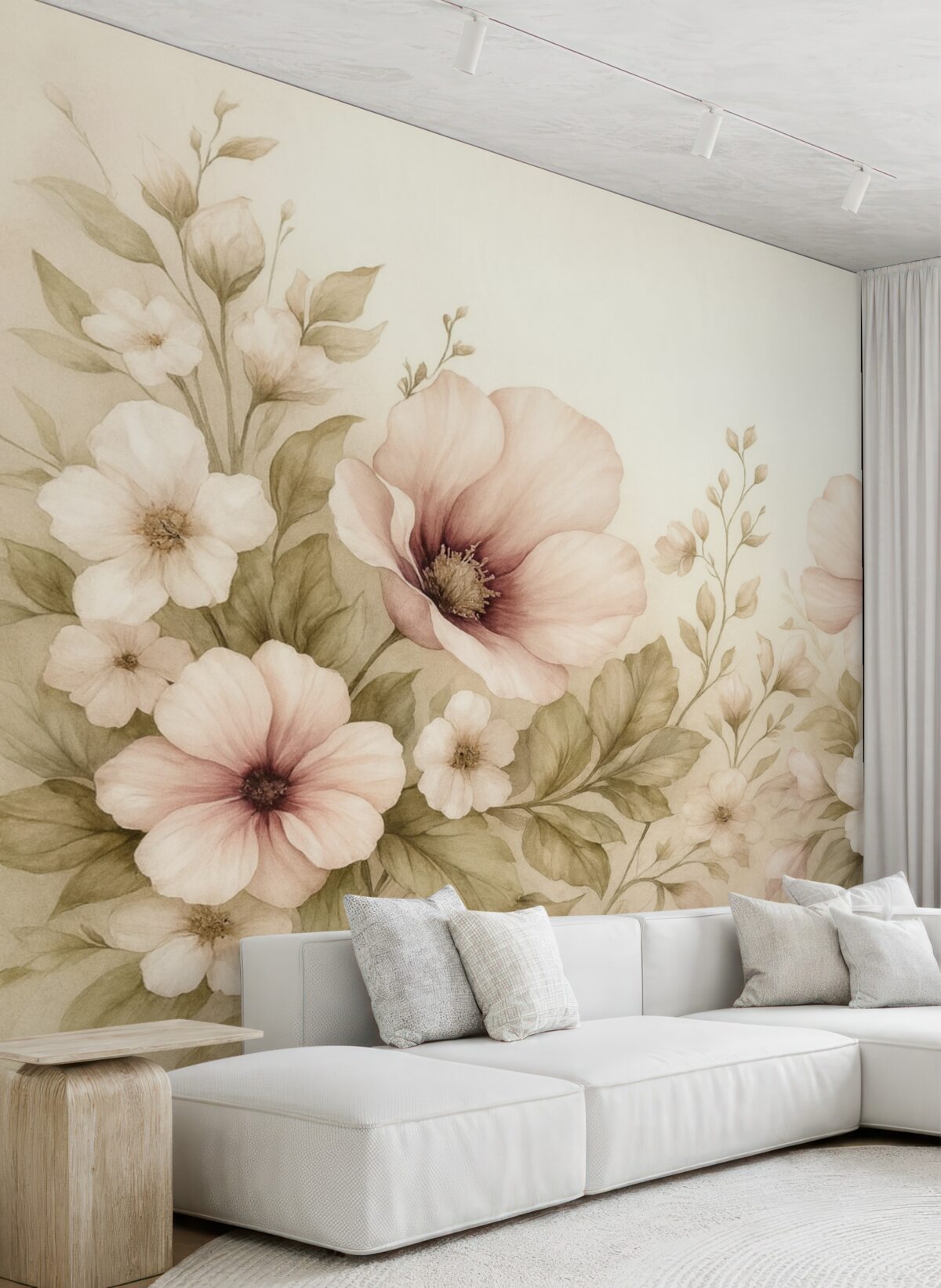 Fototapeta wielkie pastelowe kwiaty w subtelnych fragmentach