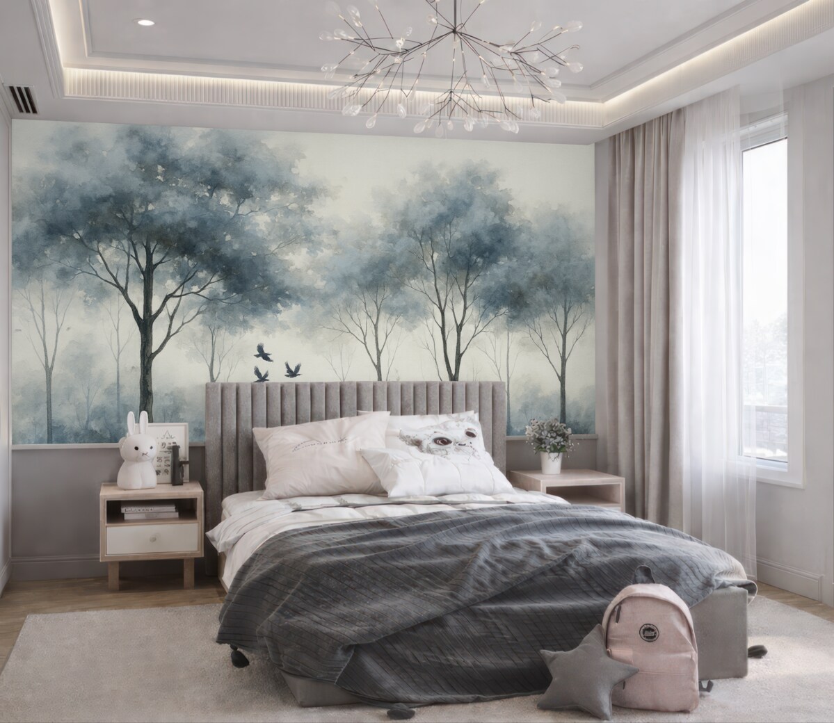 Fototapeta Pastelowe drzewa oraz powierzchnia wody.