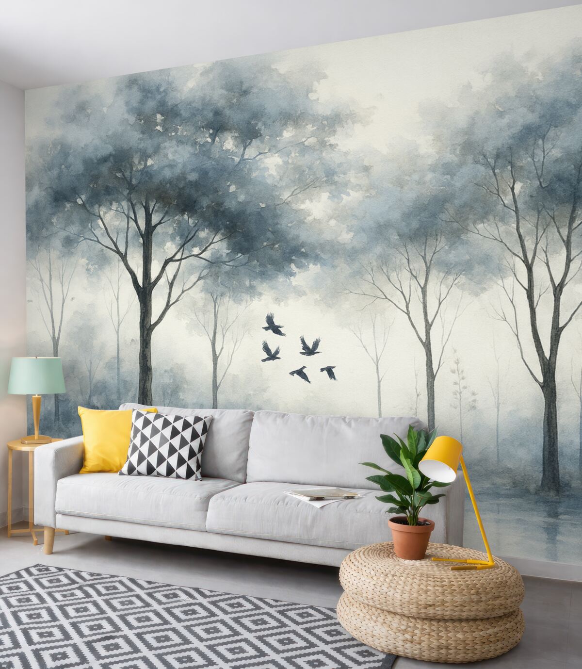 Fototapeta Pastelowe drzewa oraz powierzchnia wody.