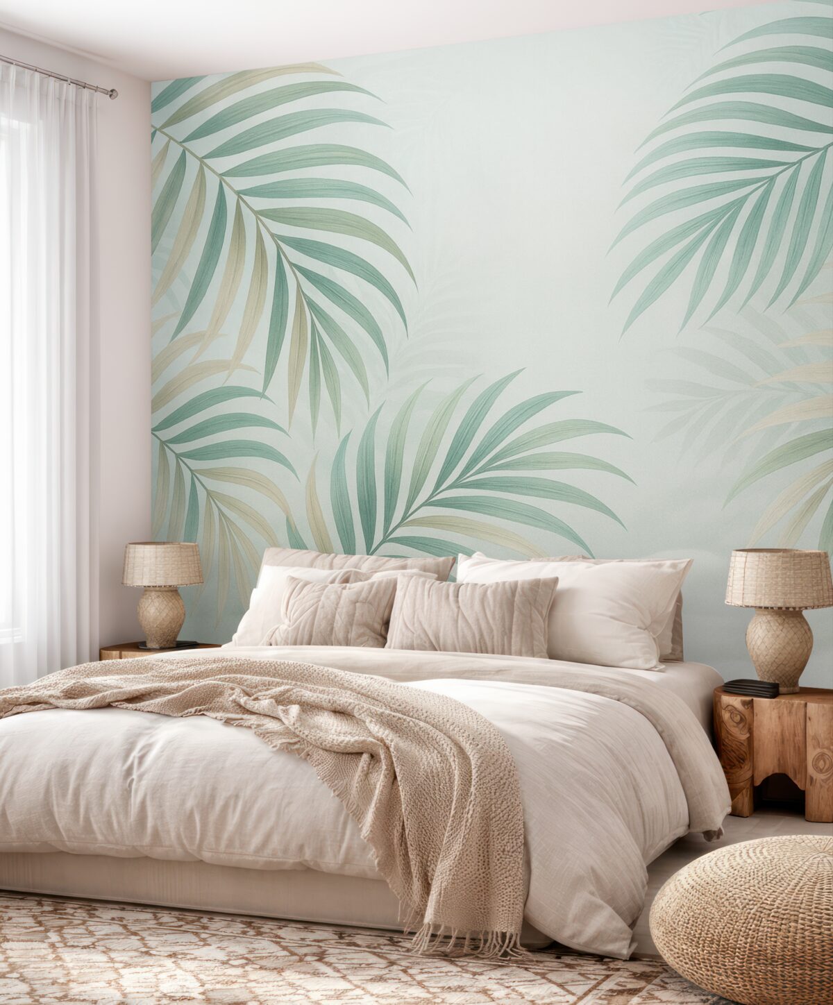 Fototapeta Subtelne tropikalne motywy w stonowanych odcieniach.