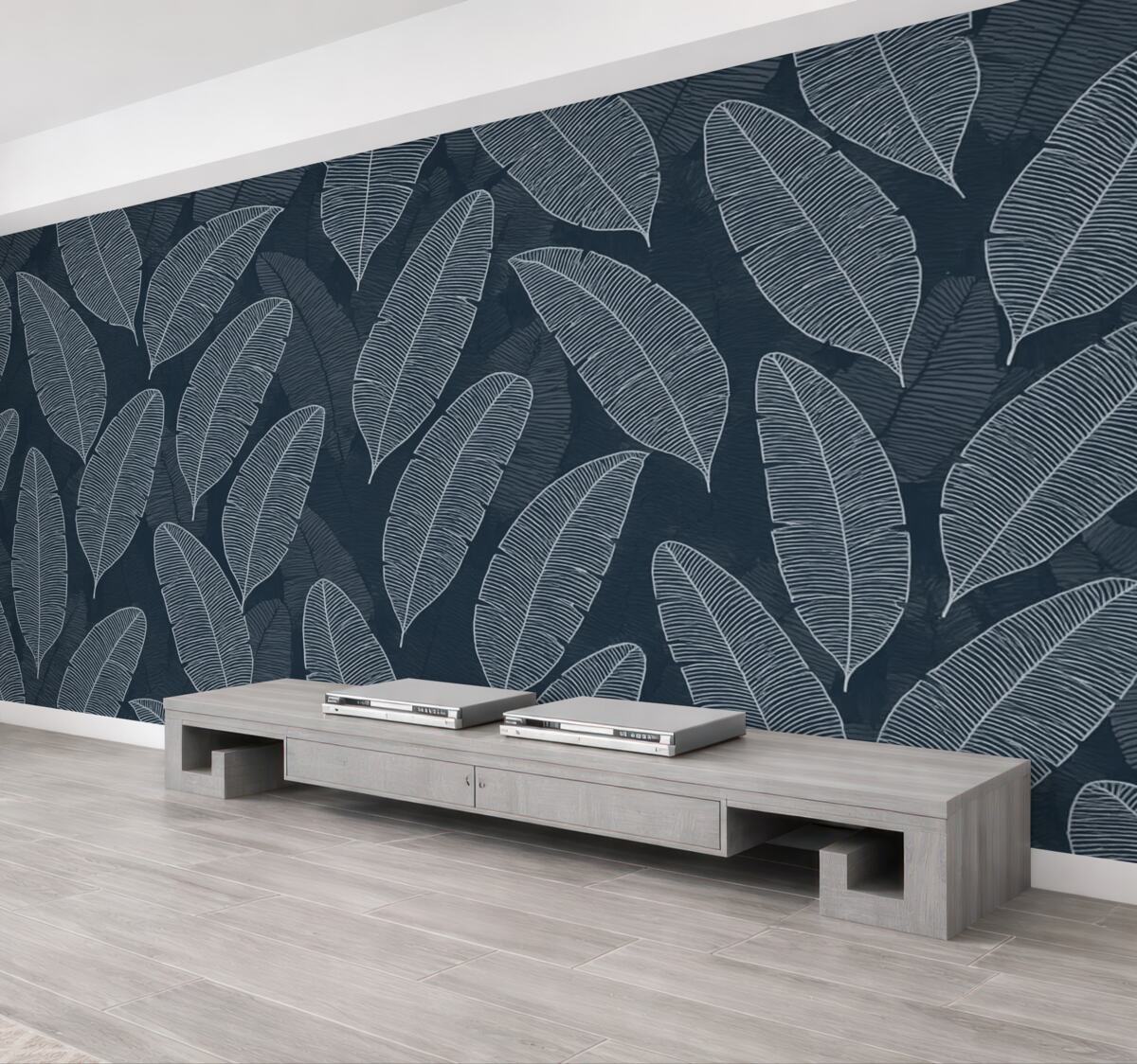 Fototapeta Abstrakcyjny liść banana w zimnych tonacjach.