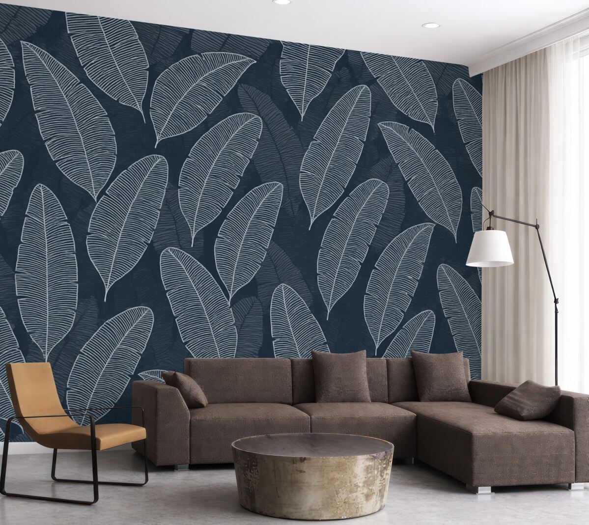 Fototapeta Abstrakcyjny liść banana w zimnych tonacjach.