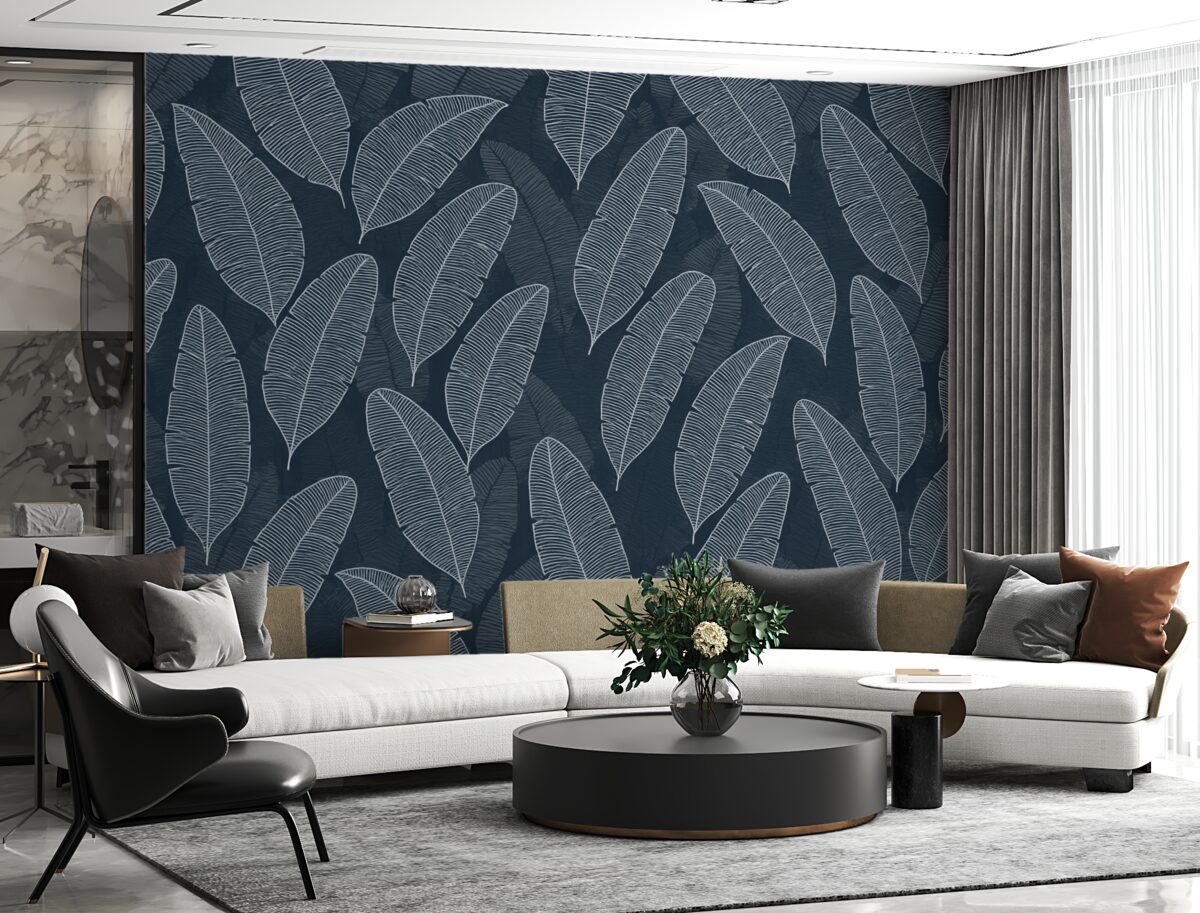 Fototapeta Abstrakcyjny liść banana w zimnych tonacjach.