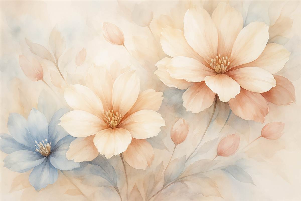 Fototapeta Abstrakcyjne kwiaty przypominające akwarelę.