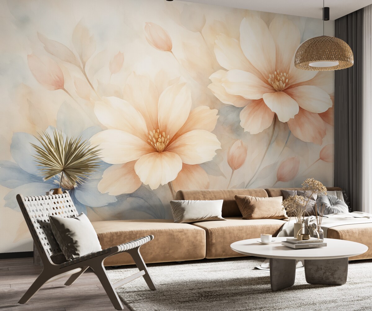 Fototapeta Abstrakcyjne kwiaty przypominające akwarelę.