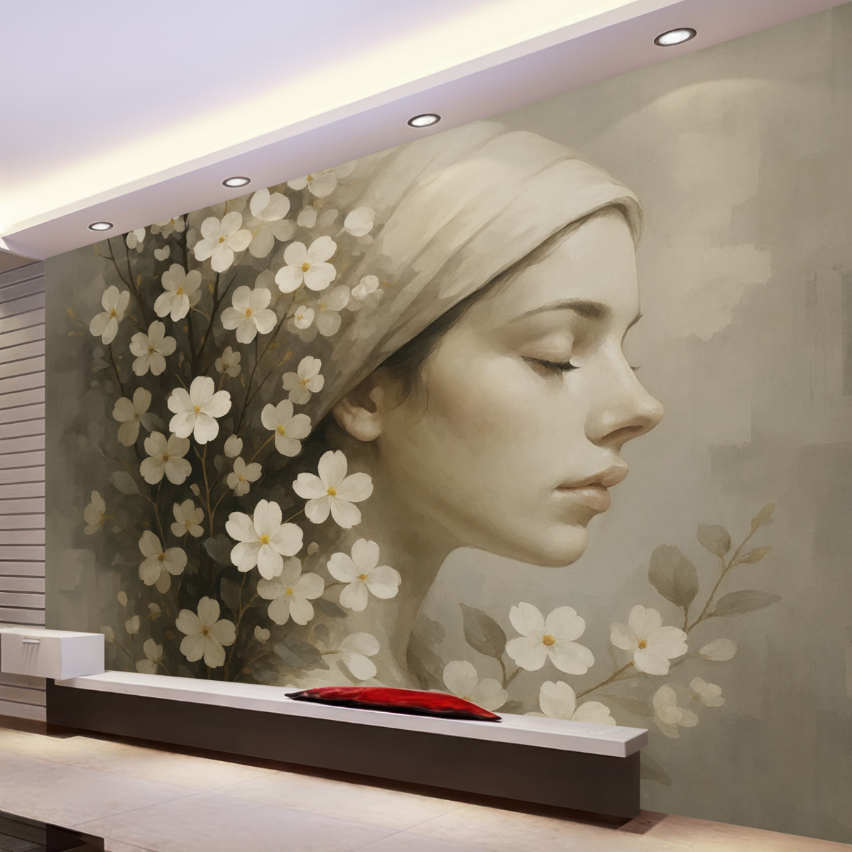 Fototapeta Abstrakcyjny portret dziewczyny z roślinami.