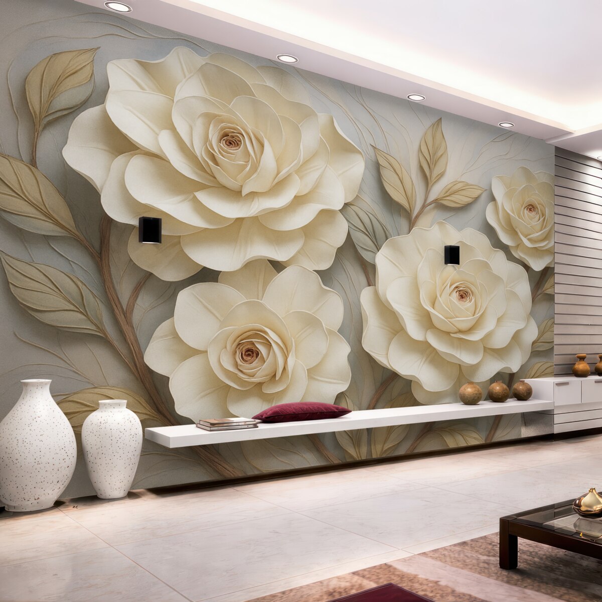 Fototapeta Białe kwiaty róż.