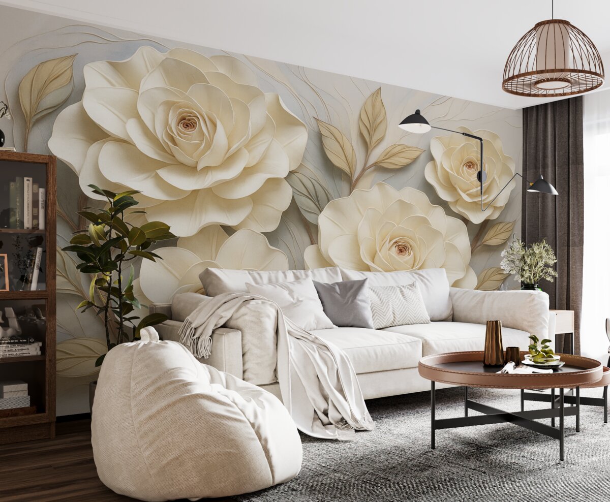 Fototapeta Białe kwiaty róż.