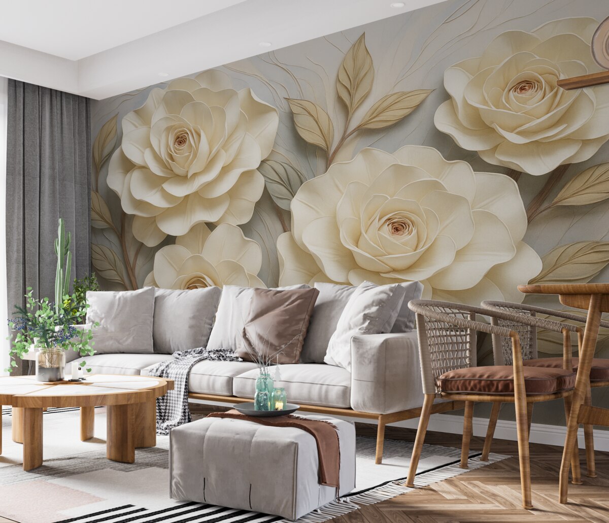 Fototapeta Białe kwiaty róż.