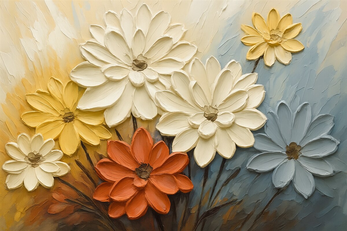 Fototapeta Jasne kwiaty przypominają ślady farby.