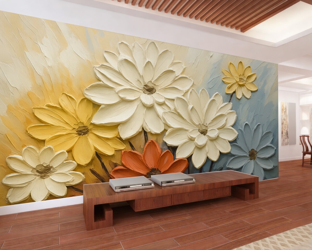 Fototapeta Jasne kwiaty przypominają ślady farby.