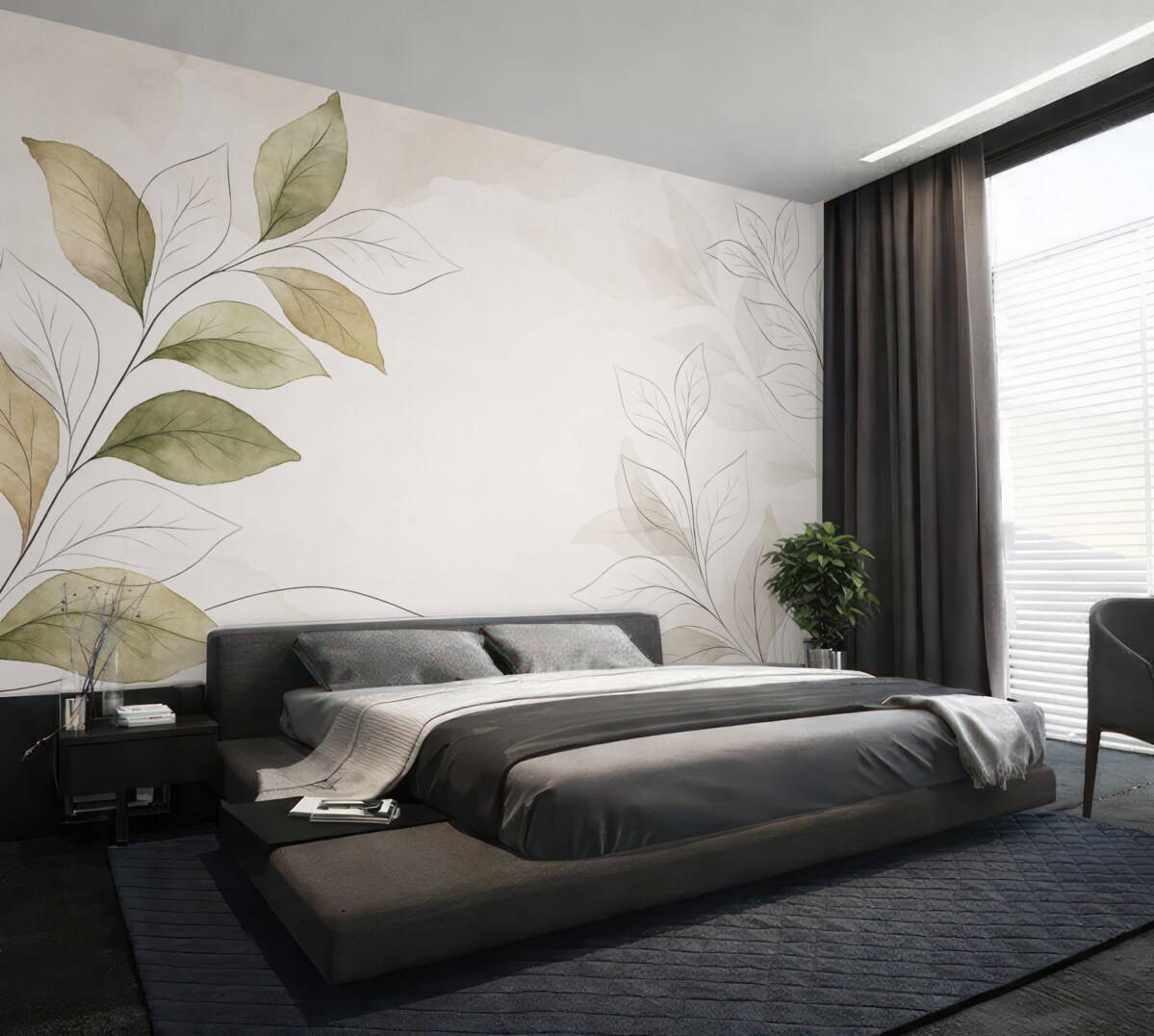 Fototapeta malowane konary z listowiem