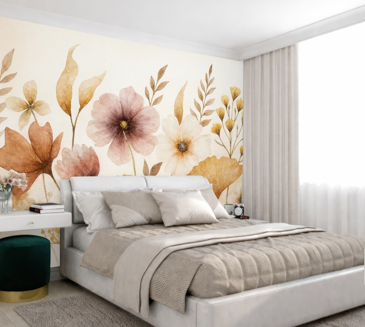 Fototapeta Zestaw dzikich roślin kwitnących.