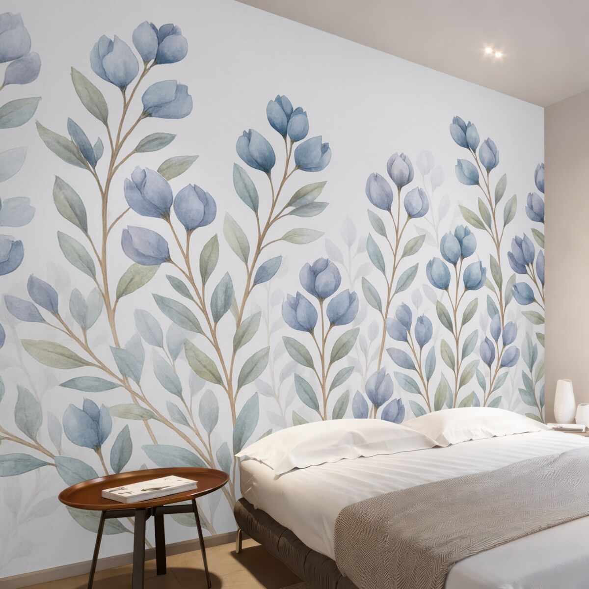 Fototapeta Gałęzie z błękitnymi liśćmi.