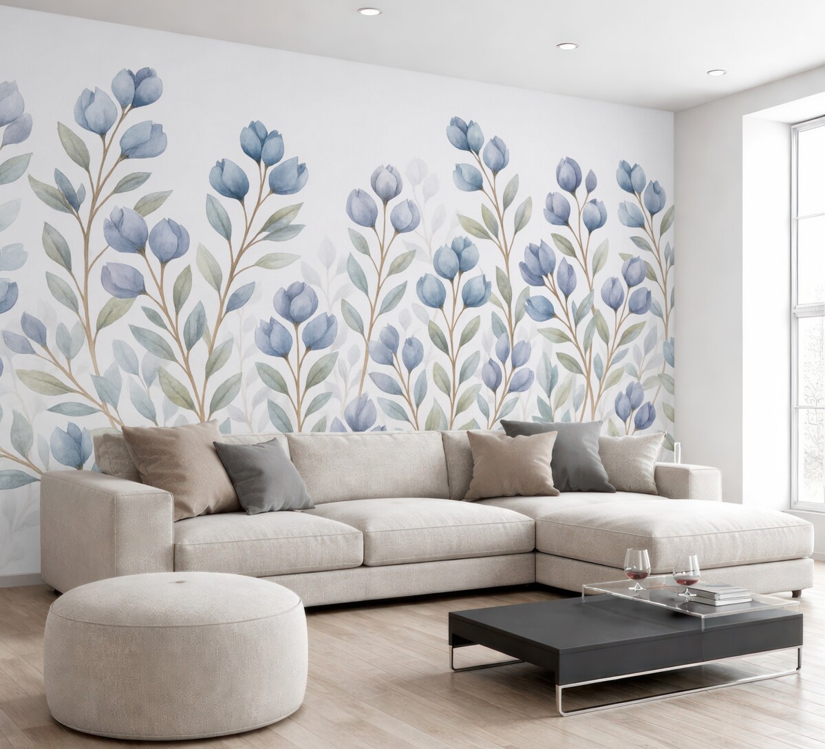 Fototapeta Gałęzie z błękitnymi liśćmi.