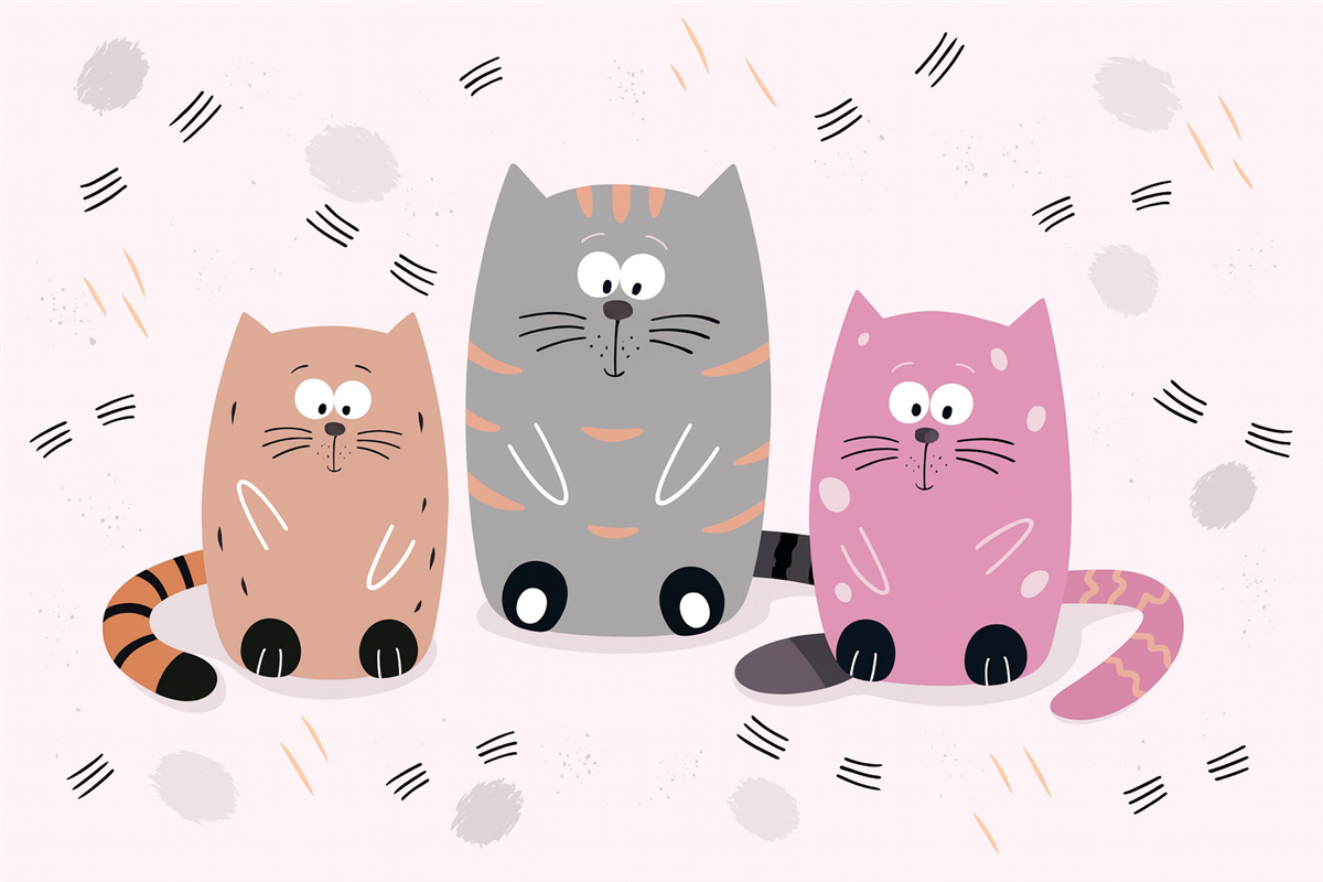 Fototapeta jaśniejsze koty na różowej szacie