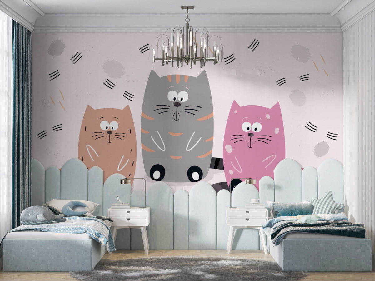 Fototapeta jaśniejsze koty na różowej szacie