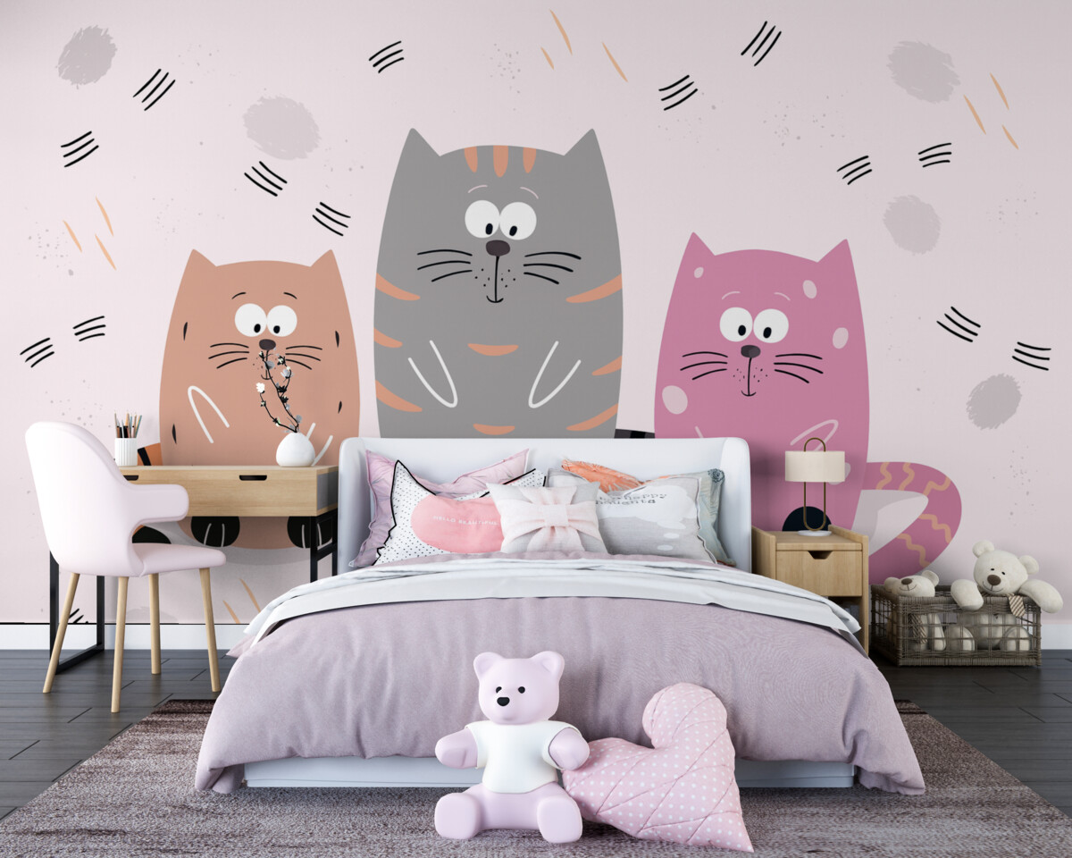 Fototapeta jaśniejsze koty na różowej szacie