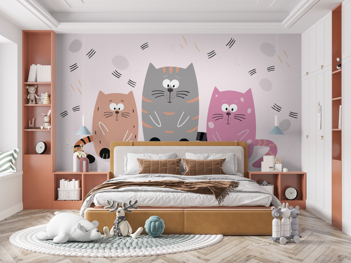 Fototapeta jaśniejsze koty na różowej szacie