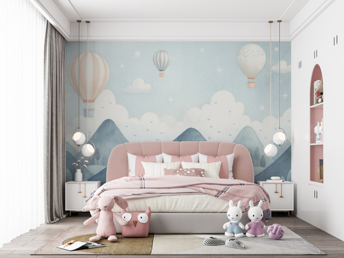 Fototapeta Balony unoszące się nad szczytami gór.