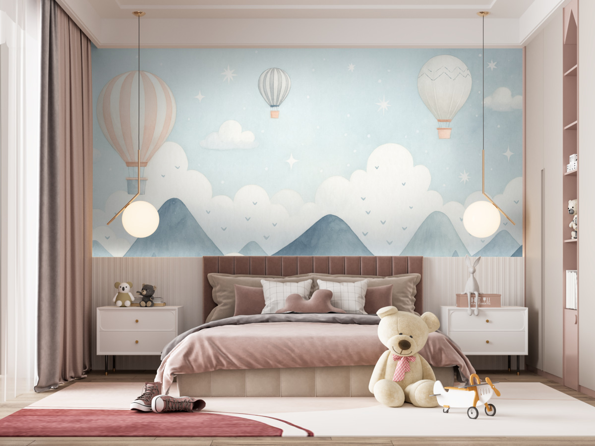 Fototapeta Balony unoszące się nad szczytami gór.