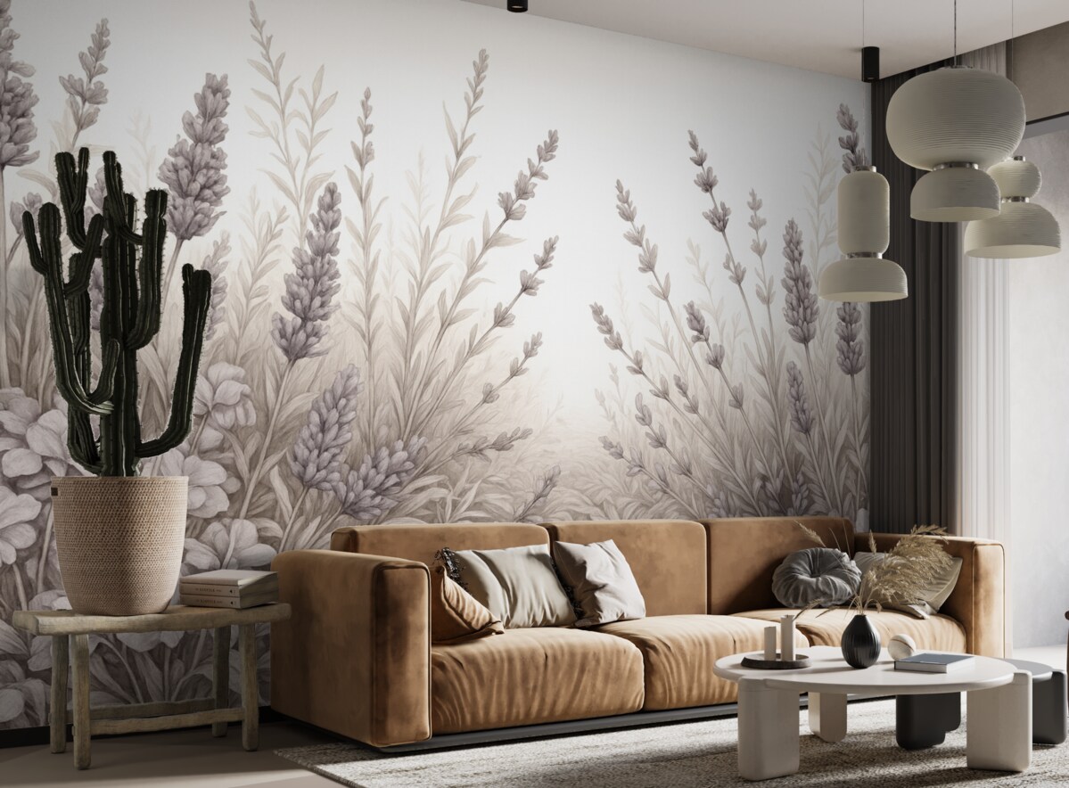 Fototapeta Akwarela kwitnące łąki w pastelowych odcieniach.