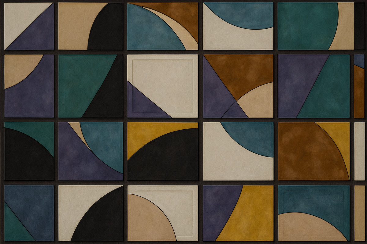 Fototapeta Barwne kwadraty mozaiki na ciemnym tle.