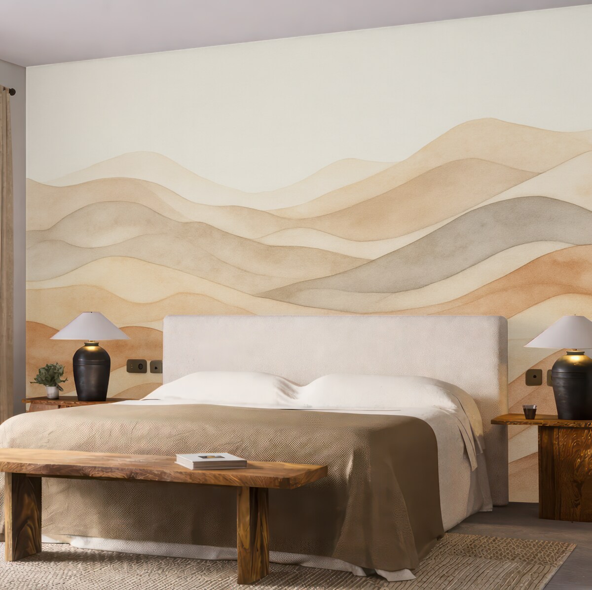 Fototapeta Abstrakcja z falami w tonacjach beżowych.