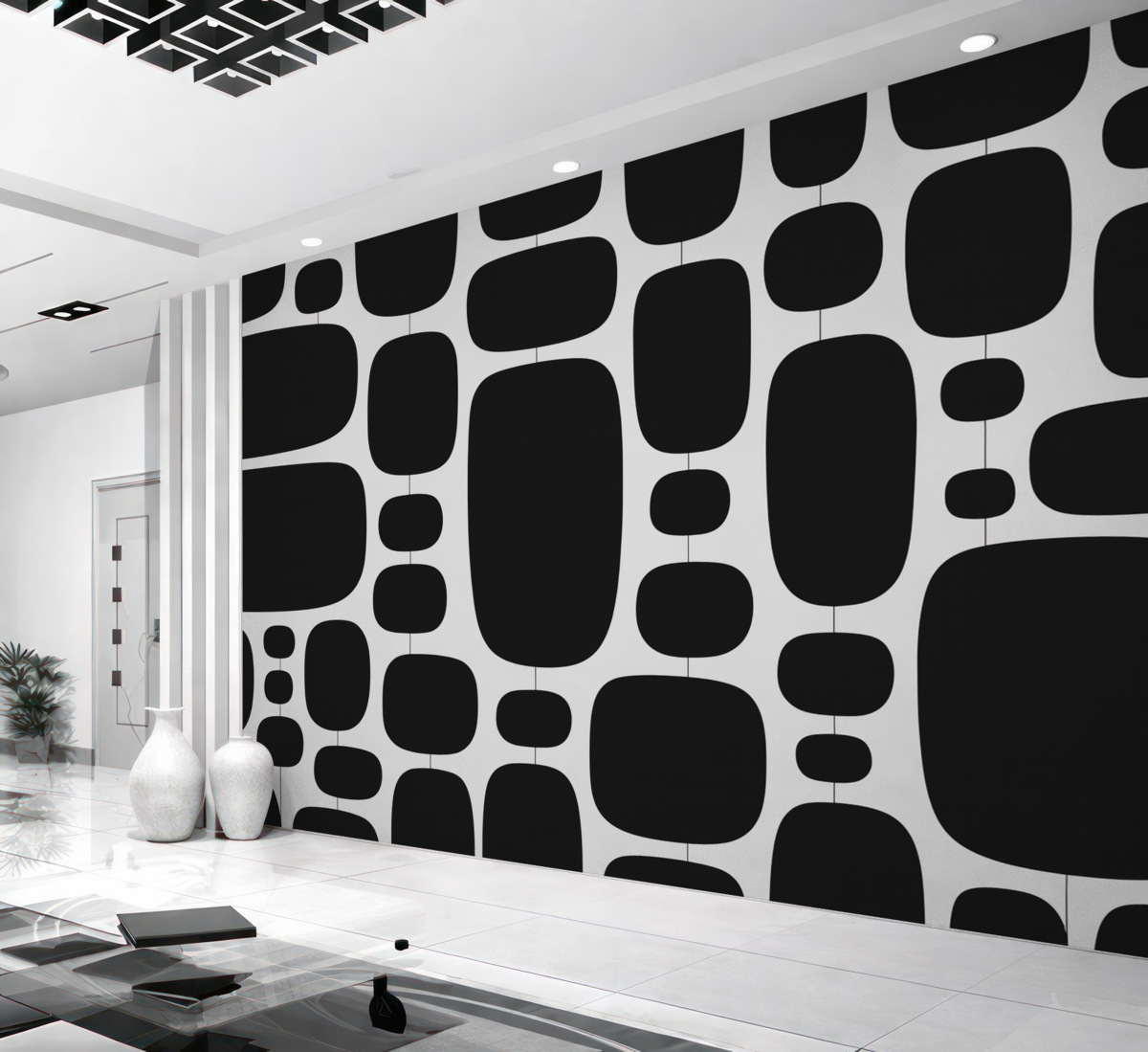 Fototapeta Abstrakcyjny geometryczny motyw z owalnymi formami.