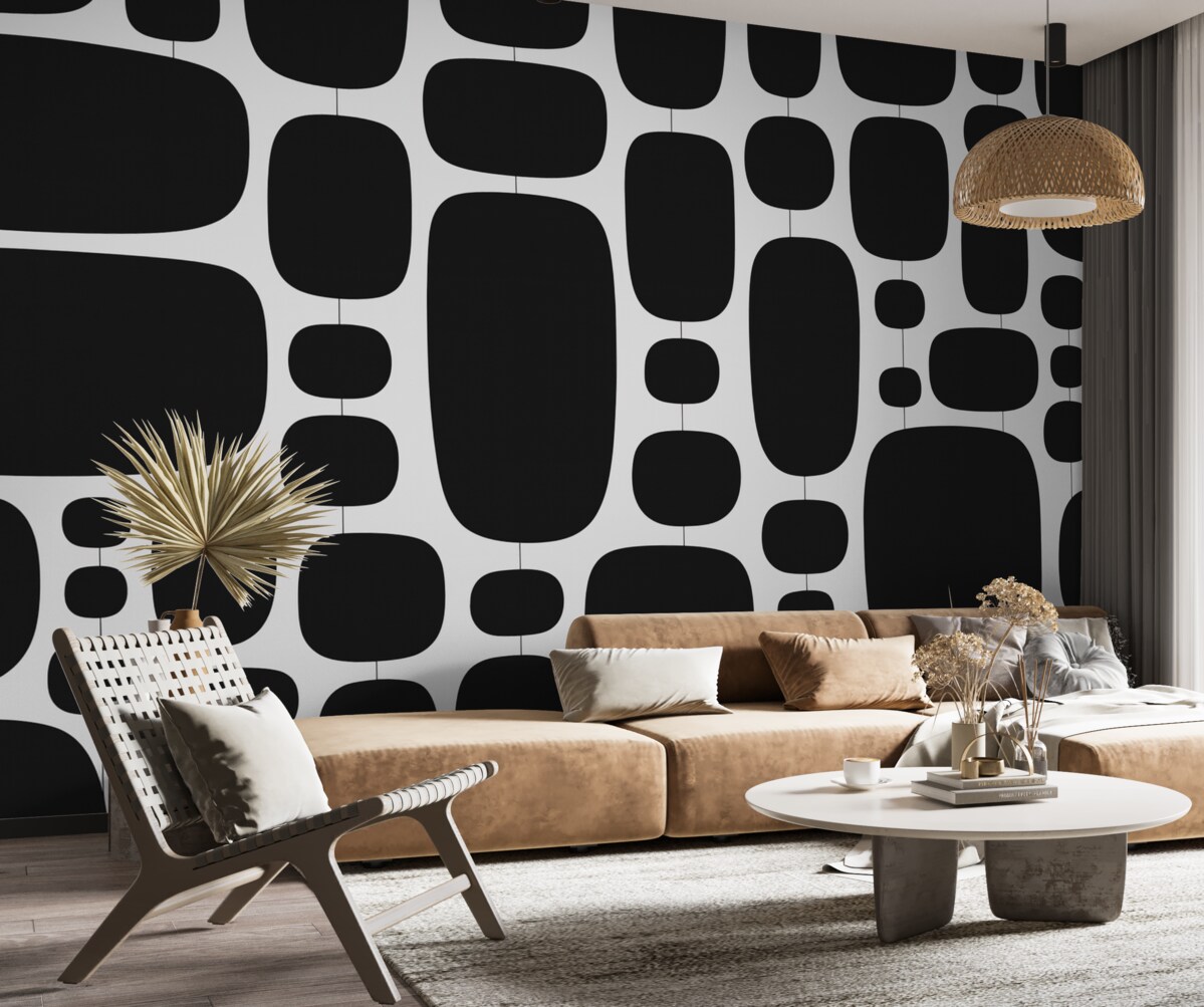 Fototapeta Abstrakcyjny geometryczny motyw z owalnymi formami.