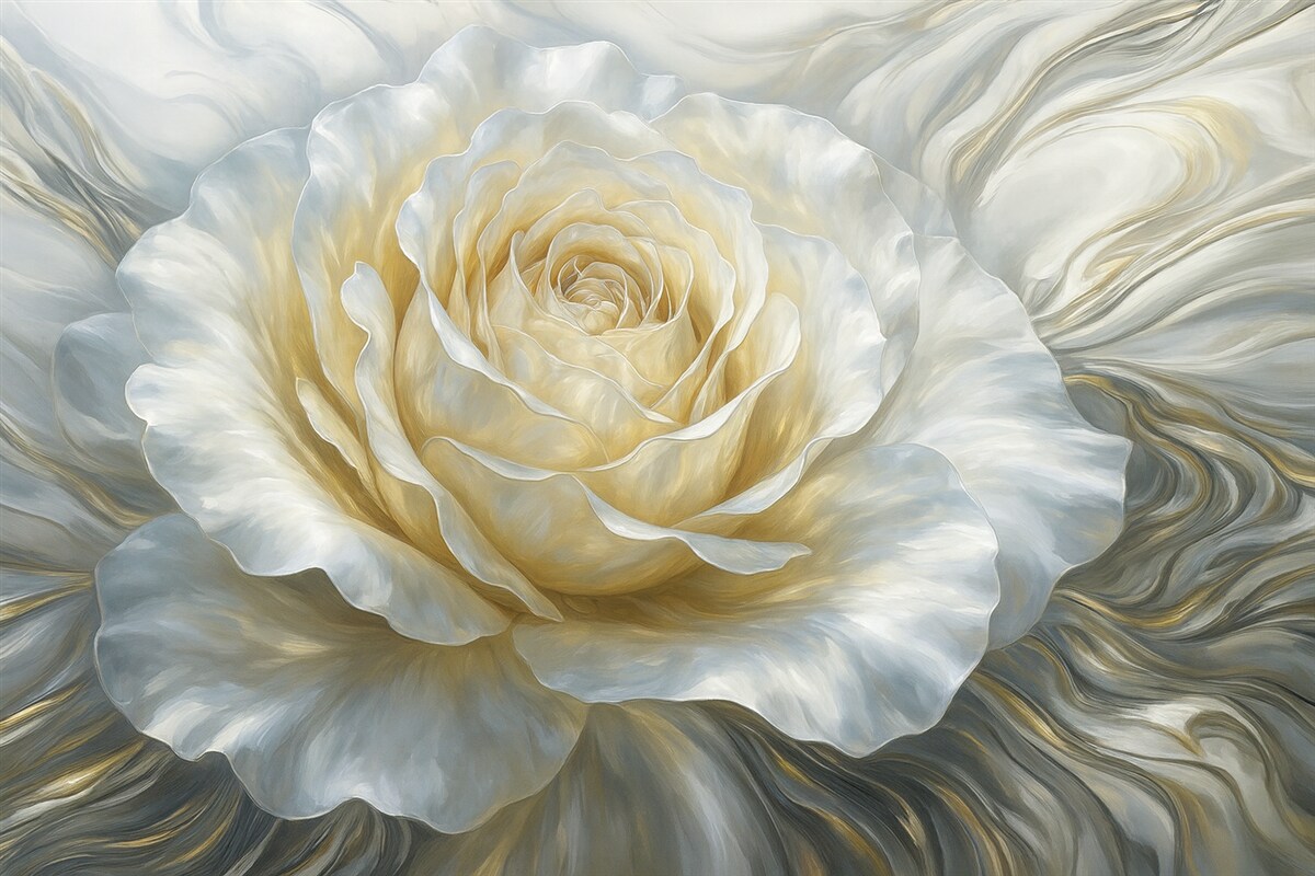 Fototapeta Wielka perłowa róża w metalicznym stylu.