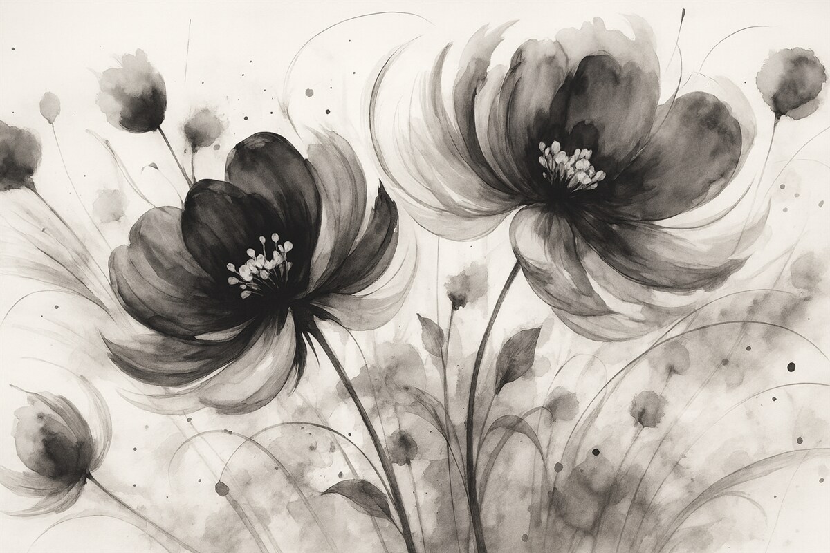 Fototapeta Kwiaty w kolorze czarnym.