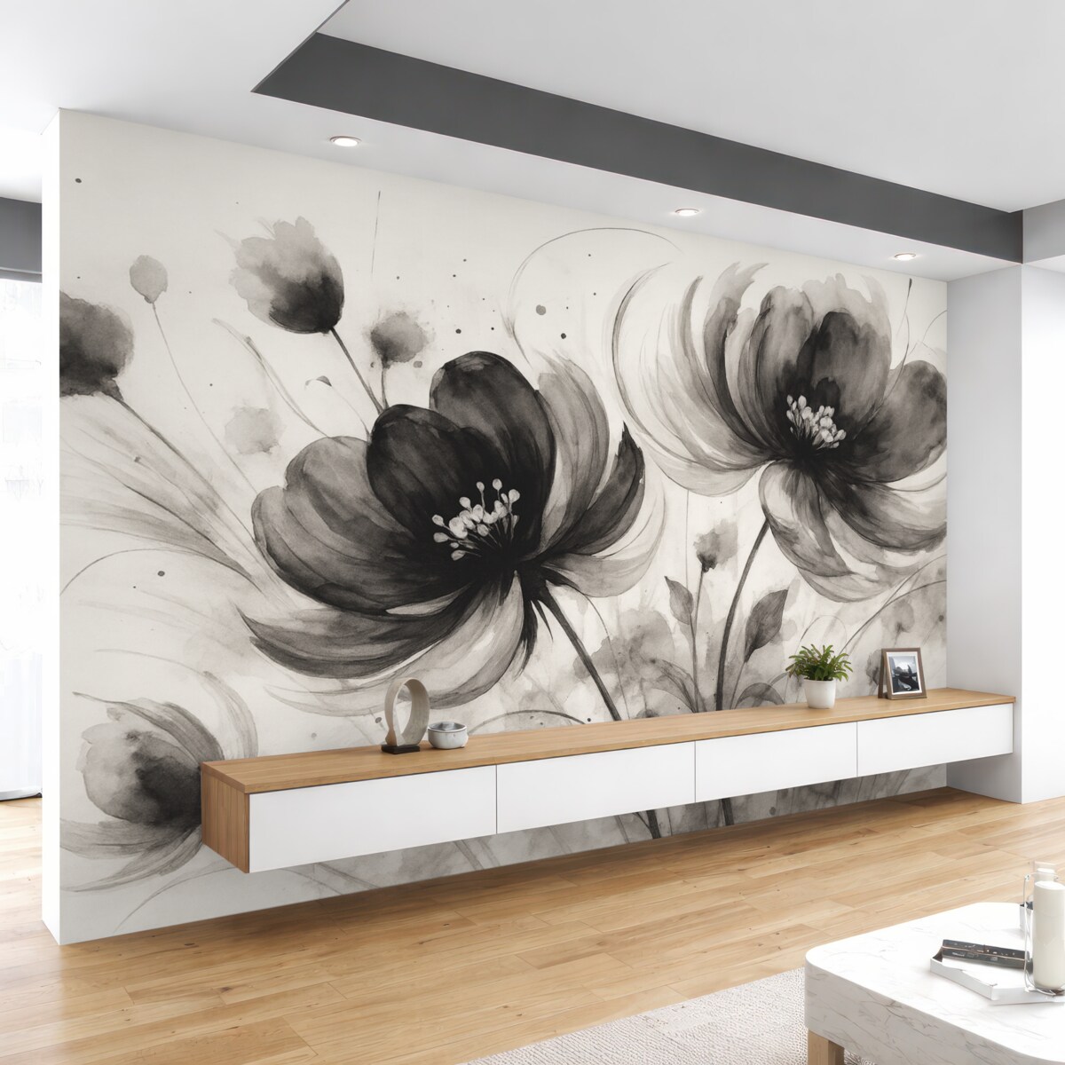 Fototapeta Kwiaty w kolorze czarnym.