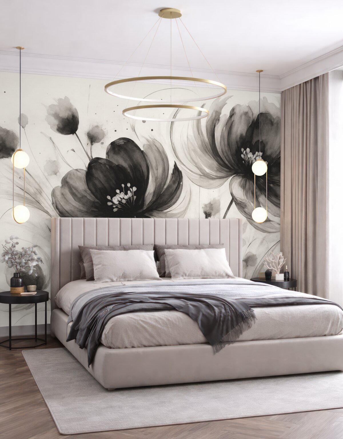 Fototapeta Kwiaty w kolorze czarnym.