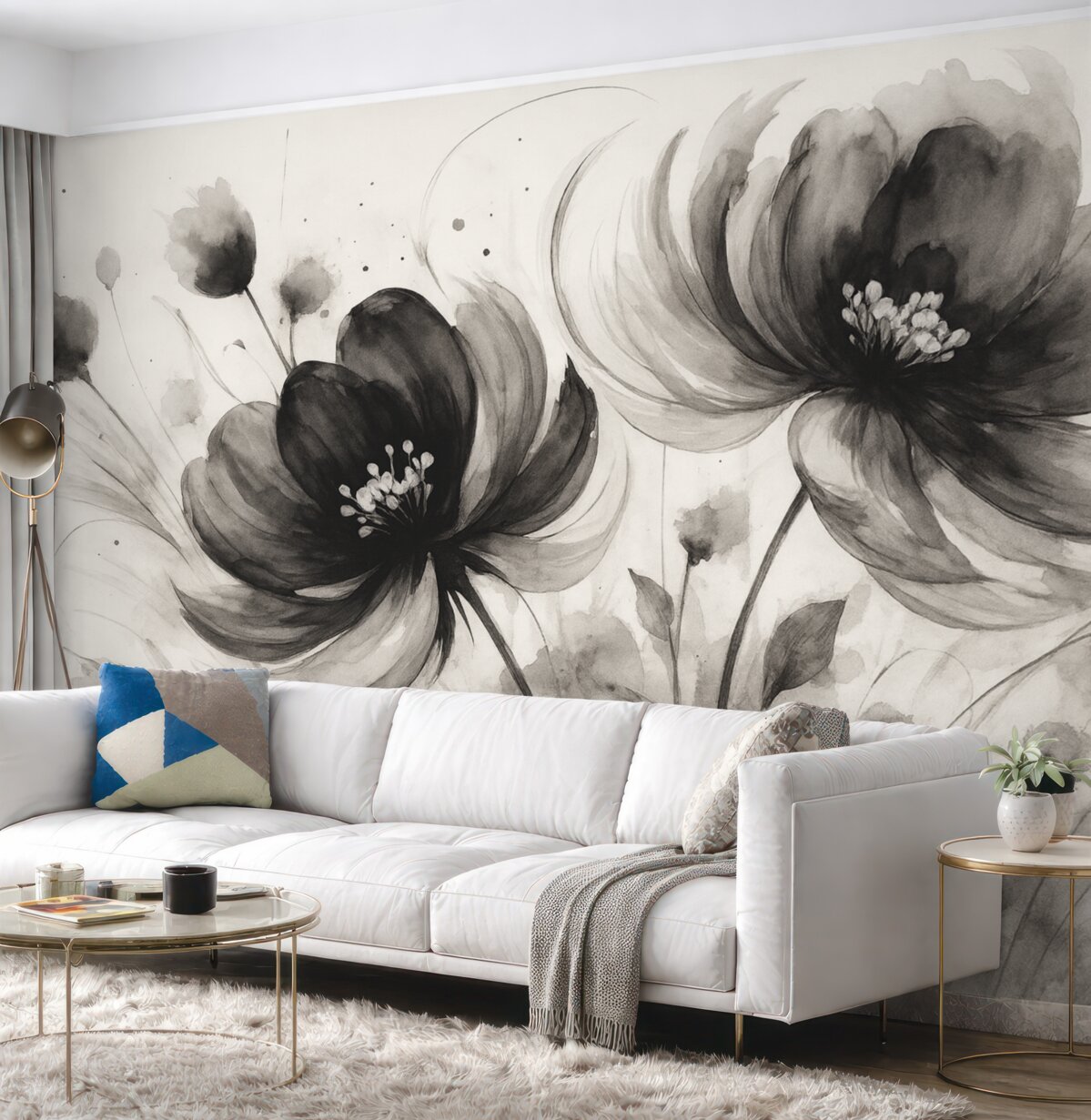 Fototapeta Kwiaty w kolorze czarnym.