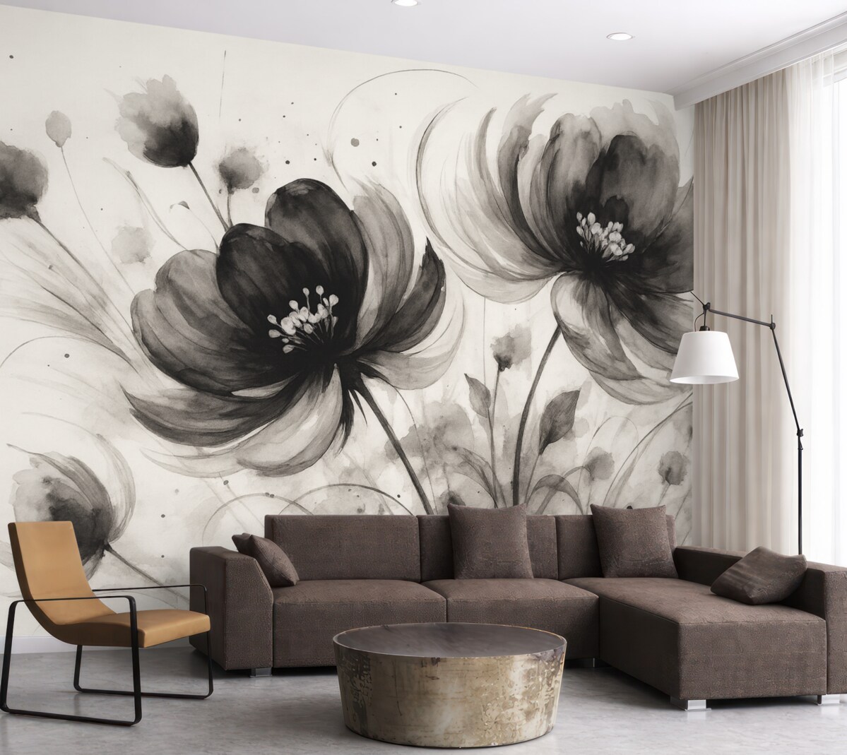 Fototapeta Kwiaty w kolorze czarnym.