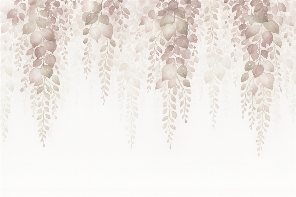 Fototapeta Zawieszone gałęzie z liśćmi przypominają akwarelę.