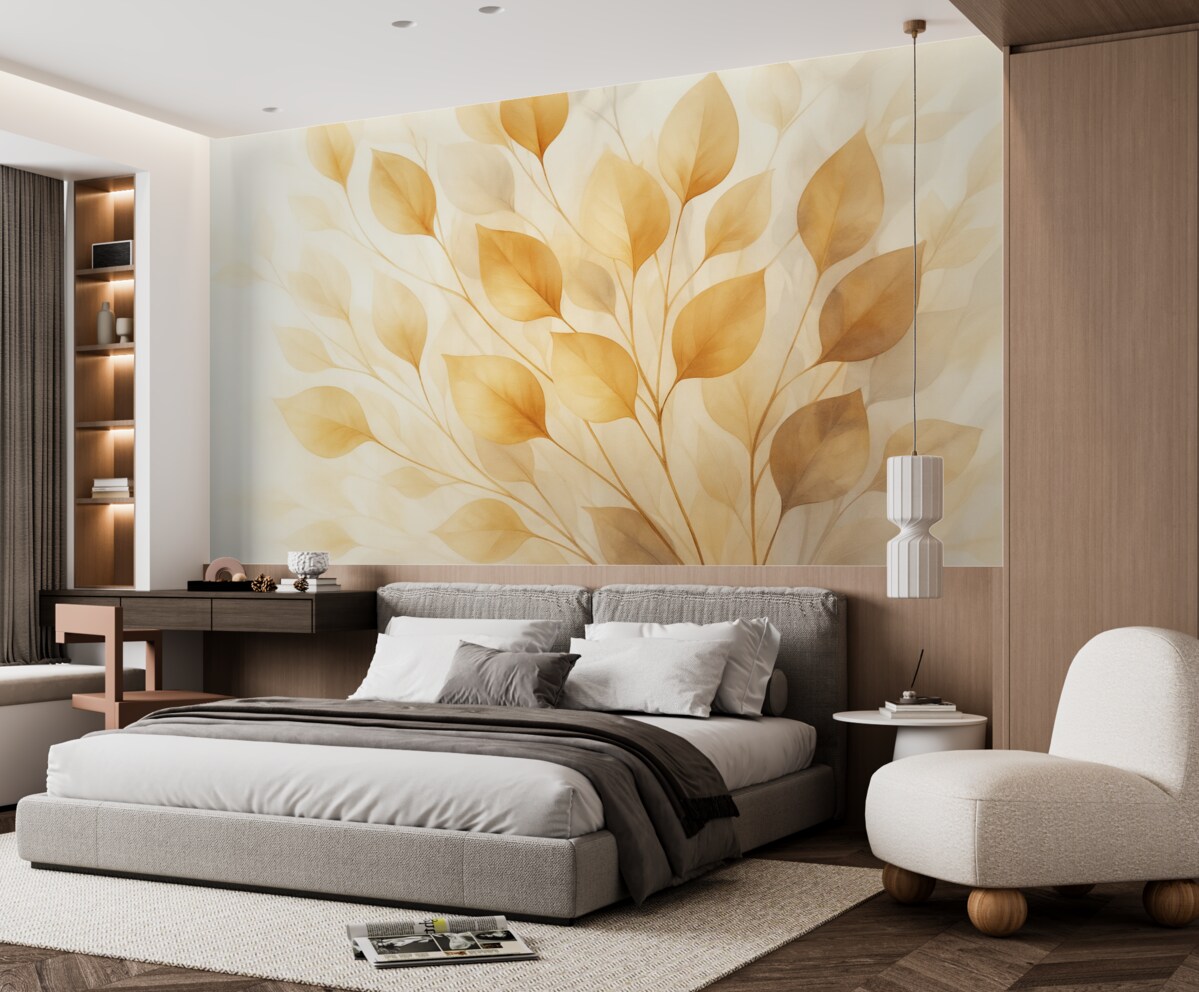 Fototapeta Abstrakcyjne liście naśladujące akwarelę.