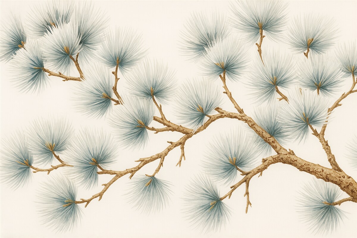 Fototapeta Akwarela naśladująca konar sosny.