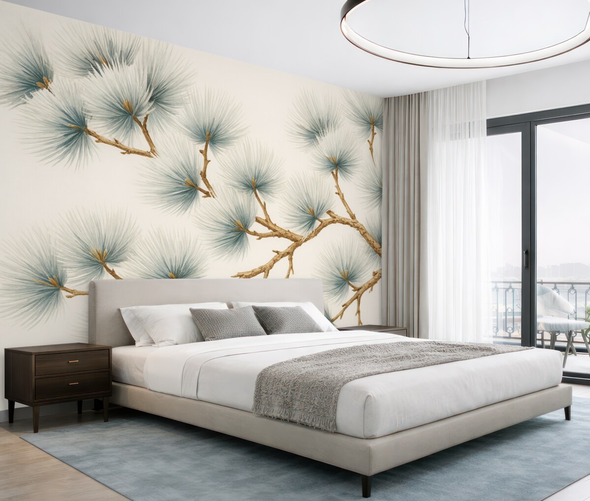 Fototapeta Akwarela naśladująca konar sosny.