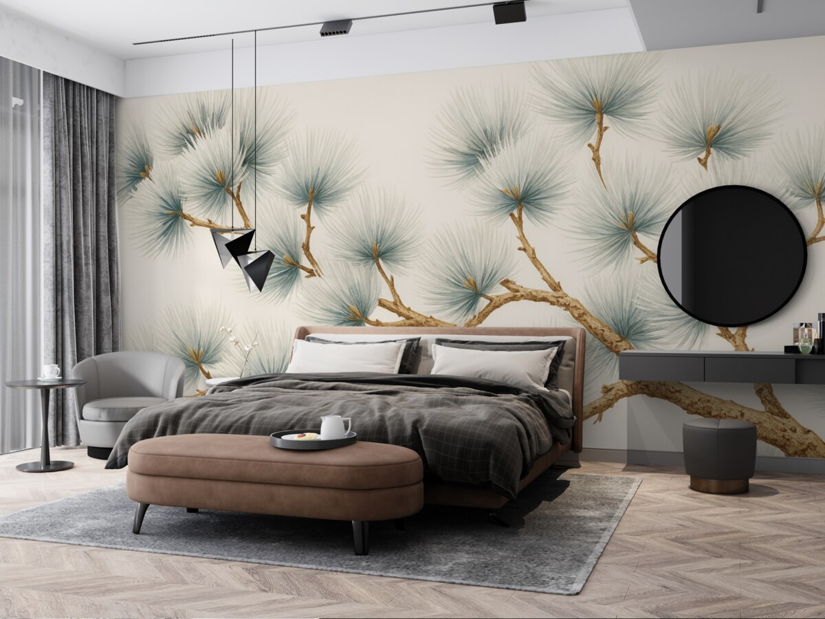 Fototapeta Akwarela naśladująca konar sosny.