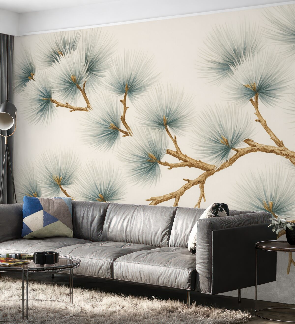 Fototapeta Akwarela naśladująca konar sosny.