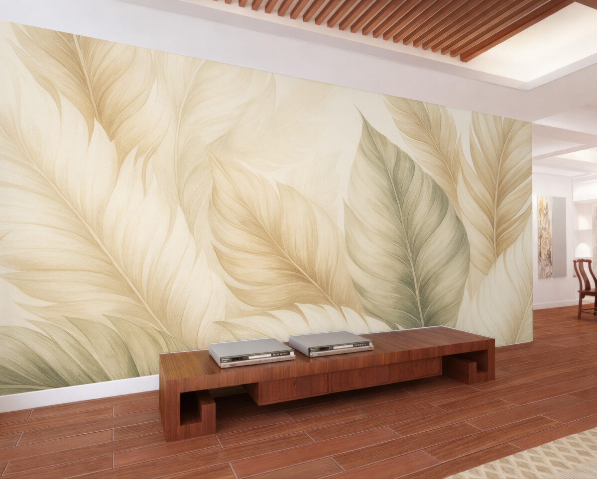 Fototapeta Stylowy motyw jasnych liści.