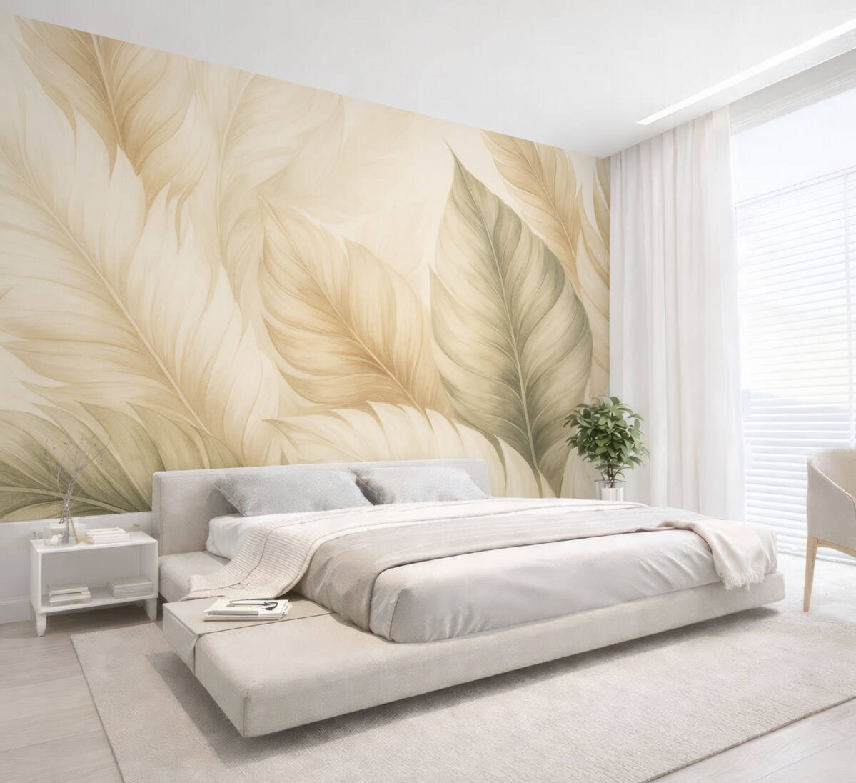 Fototapeta Stylowy motyw jasnych liści.