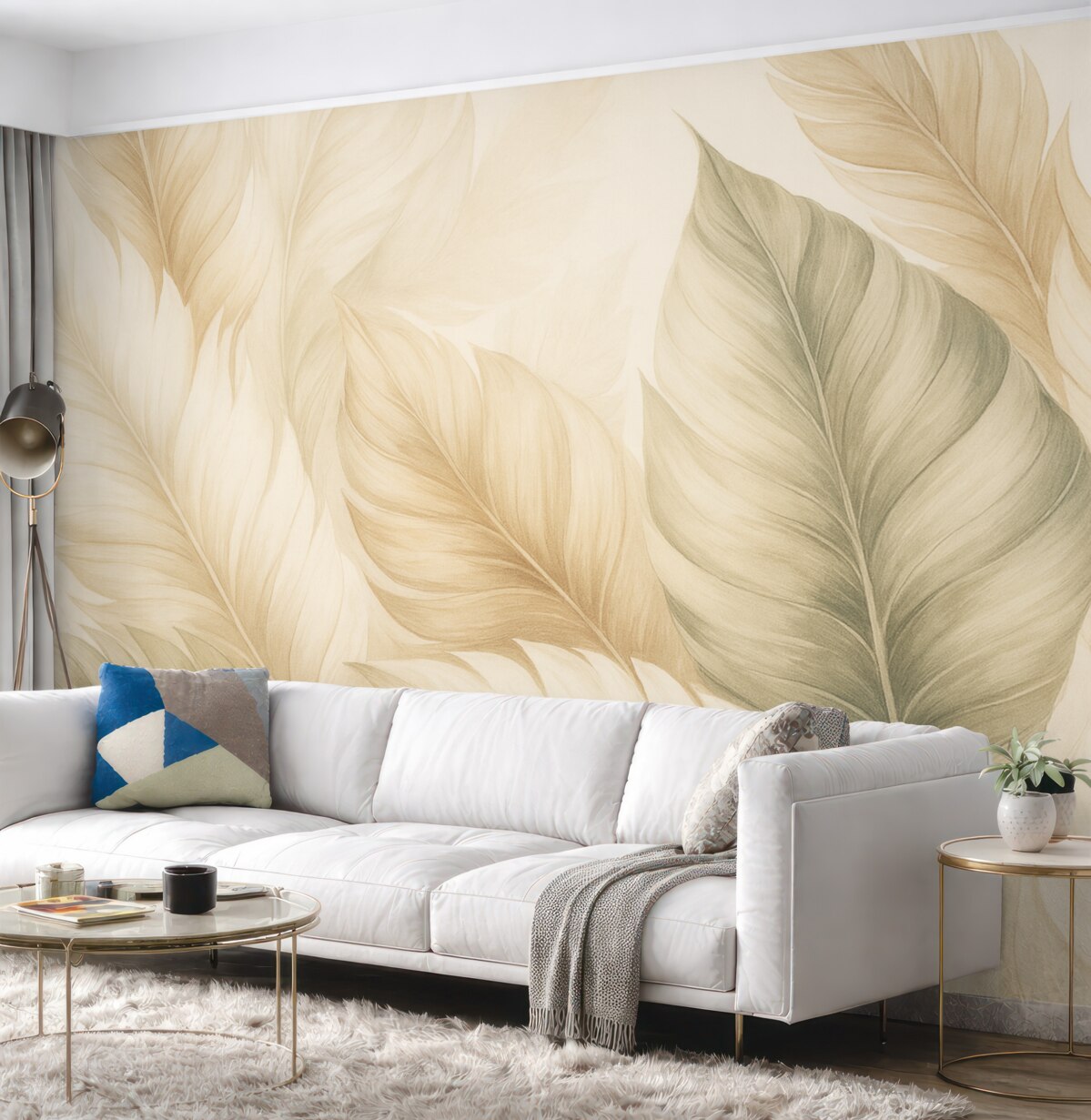 Fototapeta Stylowy motyw jasnych liści.