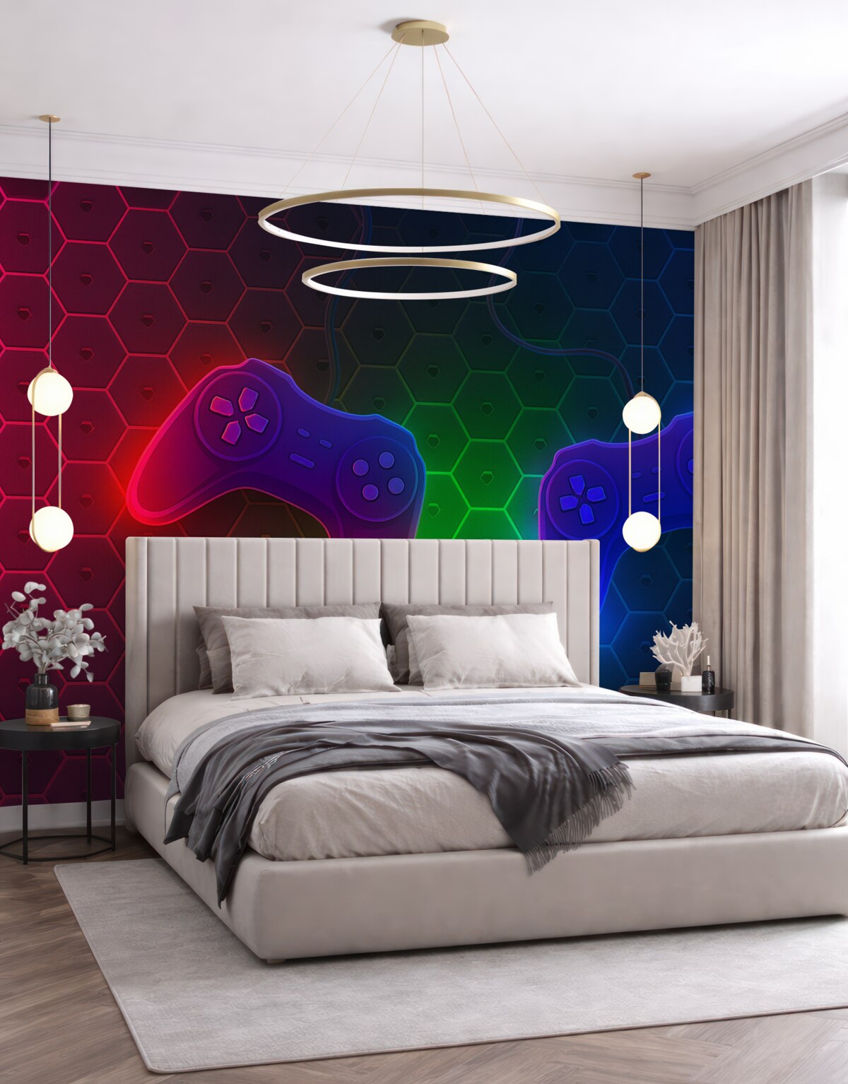 Fototapeta Tapeta z gry z kontrolerami w stonowanych barwach.