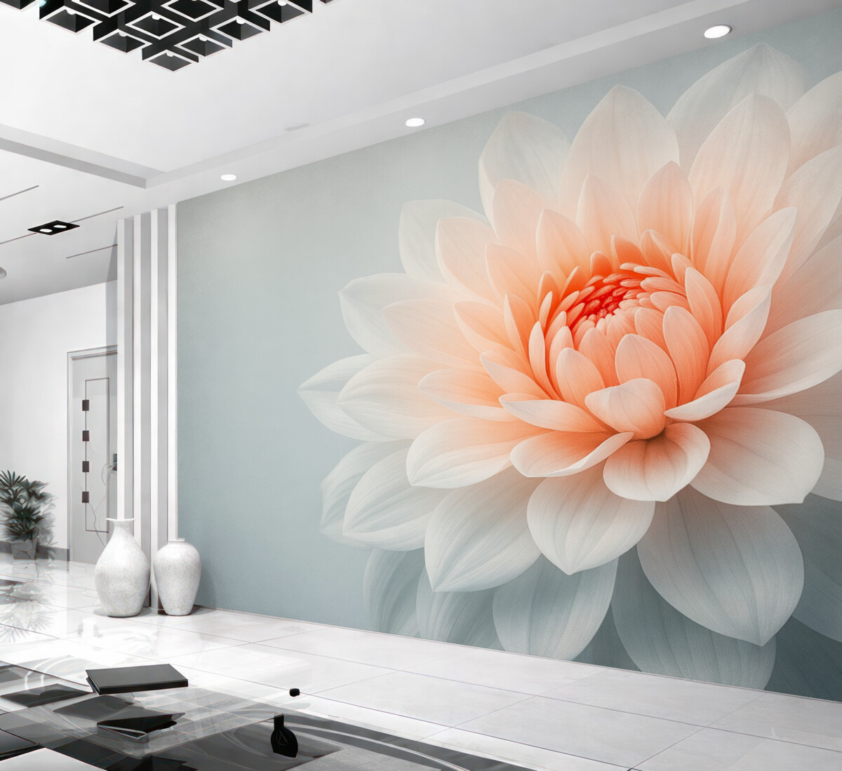 Fototapeta Wielki kwiat na szarym tle.