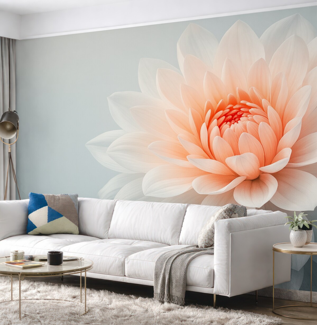 Fototapeta Wielki kwiat na szarym tle.